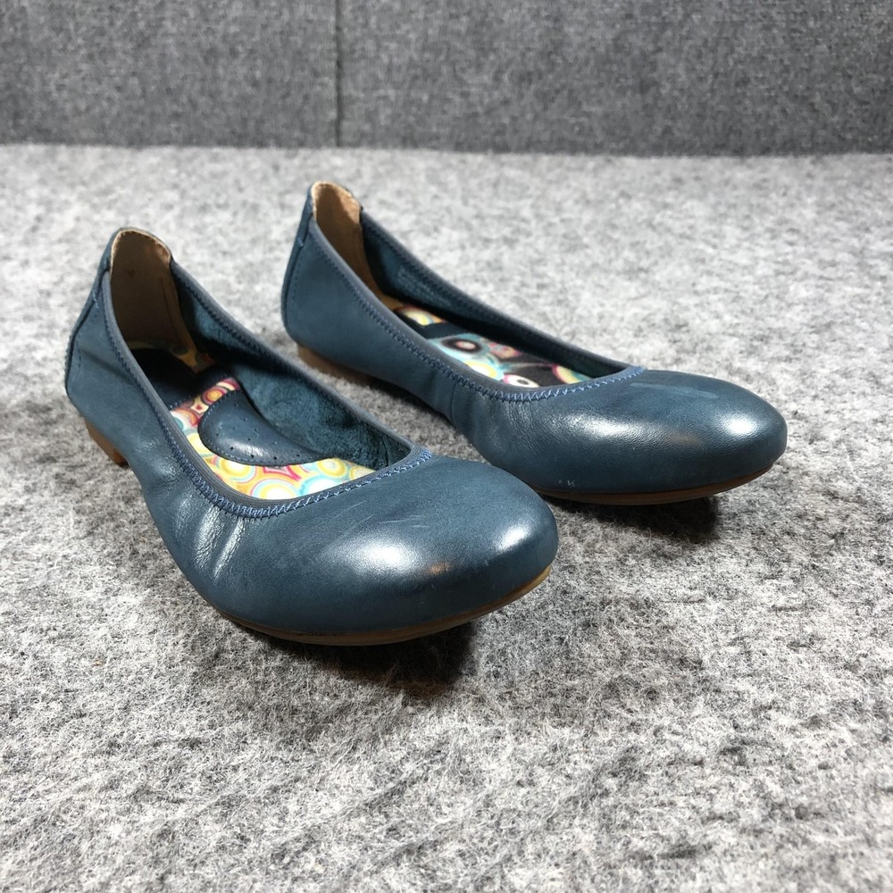 Born Womens 7.5M Blue Leather Coco Ballet Flats Comfort Casual Shoes